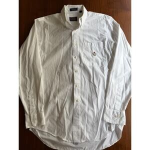 Vintage Chaps Ralph Lauren White Poplin Shirt with Crest Logo 16-34/35